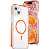 QIWEIQING Custodia Trasparente per iPhone 13 6.1, [Compatibile con MagSafe] Magnetica Sottile Anticaduta Anti-ingiallimento Protezione Militare Cover per iPhone 14 / iPhone 13 6.1. Arancione CT
