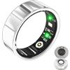 LONGLU Anello intelligente per uomo e donna, con frequenza cardiaca, ossigeno nel sangue, sonno/sport, IP68, impermeabile, per iPhone e Android (Argento, 9)