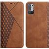 KOUYI Cover per Xiaomi Redmi Note 10 5G / 10T 5G / Poco M3 Pro 5G, Custodia Portafoglio,Cover Libro,Pelle Flip/Folio Case con [Funzione di Supporto] [3-Scheda Slot] [Magnetica] Antiurto (Marrone)