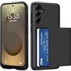 ÁRBOLORO Cover per Samsung Galaxy S25 Plus con Porta Carte Custodia Portafoglio Antiurto Anti-Graffio Resistente Grado Militare Protettiva Slot Nascosto Scorrevole Case, Nero