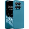 kwmobile Custodia Compatibile con Xiaomi 15T PRO Cover - Protezione Back Case Morbida - Silicone TPU Effetto Metallizzato Blu Caraibi metalizzato