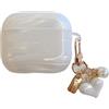 PIQIUZC Custodia per auricolari per AirPods 4, custodia protettiva per AirPods 4, con brillantini e perle, custodia protettiva con ciondolo, per ragazze e donne