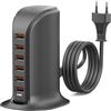 WUKUR 50W Caricatore USB Multiplo con 6 Porte da Tavolo,Compatibile con iPhone/iPad/Samsung/Huawei/HTC/LG/Nexus/Nokia/Motorola,Stazione di Ricarica da Muro per Cellulari