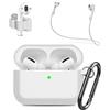 MMOBIEL Custodia antiurto in silicone compatibile con AirPods Pro Cover protettivo Skin 4in1 Set con Clip Ganci per orecchie Cinturino (Bianco)