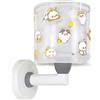 Dalber Lampada da parete per bambini Kawaii Friends, grigia, piccoli animali, 41769E, E27