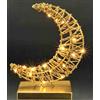 Flair Flower Figura luminosa a forma di luna in metallo e cordoncino su base | statuetta decorativa a LED bianco caldo | oro | funzionamento a batteria 3 x AAA | con timer | luce d'atmosfera da tavolo |