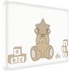 Feel Good Art BEARHEART128-01IT Quadro su Tela da Muro, Disegno Felice Orsacchiotto, Beige, 30x20x4 cm