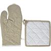 Stof Lovely Casa Guanto/Presina, 100% Cotone, Ecru Lino, Gant 30x15 cm, manique 20x20 cm