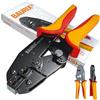 BAURIX® Pinza Crimpatrice Capicorda 0,5-6 mm² - a Cricchetto | Modello HEKTOR. Cricchetto ergonomico con forza regolabile per terminali di batterie e auto. Da elettricista.
