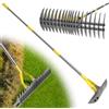 LAIDER HEROS Rastrello robusto da 140 cm per eliminare muschio e feltro con lama affilata per la rimozione di totem erba, cortile, giardino, prato, argento