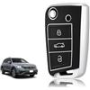TOOMUME Cover Chiave Silicone, Custodia Chiave Adatto per VW Volkswagen Golf 7 Polo Tiguan Taigo Seat Leon Ibiza Skoda Octavia Superb Fabia, Copri Chiavi Bordo Oro & Argento Texture Pelle