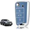 TOOMUME Cover Chiave Silicone, Custodia Chiave Adatto per VW Volkswagen Golf 7 Polo Tiguan Taigo Seat Leon Ibiza Skoda Octavia Superb Fabia, Copri Chiavi Bordo Oro & Argento Texture Pelle