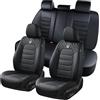 FLORICH Coprisedili per Auto Set Completo 5 Pezzi Coprisedili Anteriori e Posteriori in Pelle Universale Coprisedili Impermeabili per Auto Berlina, SUV, Camion (Completo, Nero