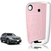 TOOMUME Cover Chiave Silicone, Custodia Chiave Adatto per VW Volkswagen Golf 7 Polo Tiguan Taigo Seat Leon Ibiza Skoda Octavia Superb Fabia, Copri Chiavi Bordo Oro & Argento Texture Pelle