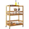 AuraCraft Carrello Cucina in Legno di bambù con 3 Ripiani, Multiuso Carrello Bamboo Portavivande Carrello da Portata