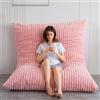 MAXYOYO Enorme Pouf-Letto, Pouf Quadrato, Grande Divano con Rivestimento in Pelliccia Sintetica e Imbottitura Soffice per Adulti, Coppie, Ospiti (Cord-Rosa, 135x190 cm)