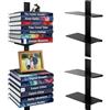 Piashow Set di 2 librerie sospese, invisibili, da parete, a torre di libri, a parete e salvaspazio, per ufficio, cucina, camera da letto (nero)
