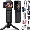 SJCAM C400 Kit Vlog (128G) - Vlog camera, Action cam 4K 2-in-1 Rimovibile, Corpo impermeabile, Display touch da 2.29, Stabili a 6 assi, Autonomia di 7 Ore per Viaggi, Live, YouTube, Gift, Nero