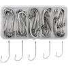 OROOTL O'shaughnessy - Set di ami da pesca in acqua salata, 50 pezzi, in acciaio inox, gambo lungo, forgiati, ami da pesca per acqua dolce e salata, dimensioni 1/0-7/0