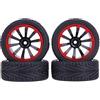 KEEDA 4 pezzi 1:10 RC 65 mm pneumatici e ruote in plastica per 1/10 HSP HPI Tamiya RC su strada Touring Racing Drift Auto (nero e rosso)