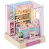 CUTEROOM Miniatura casa delle Bambole con mobili,Fai da Te in Miniatura Casa delle Bambole Kit,Mini 3D Casa in Legno con Luci A LED - Regalo di Compleanno di Natale (Candy)
