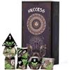 HNCCESG Set Dadi in Metallo-Design Polpo,7 Pezzi D4 D6 D8 D10 D12 D20 D00,Dadi Poliedrici Premium per RPG e Giochi da Tavolo,Scatola Regalo Magnetica (Verde)