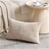 FDTERN Federe Cuscini Beige 40x65 per Divano in Velluto a Coste Moderno Morbido Motivo a Croce Decorativa Copricuscini con Cerniera Invisibile per Divano Camera da Letto