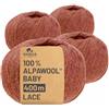 HANSA-FARM 100% lana di alpaca in più di 50 colori (non punge), set da 200g (4 x 50g), lana di baby alpaca morbida per maglieria e uncinetto in 6 spessori di filato - Gomitoli lana fogliame autunnale (heather)