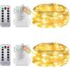 Molicar Confezione da 2 stringhe di luci con timer e telecomando, piccole luci interne con batteria, 5 m, 50 LED, IP65, impermeabili, senza batterie, per camera da letto, matrimonio, Natale, feste