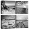 Artscope Stampe e Quadri su Tela 4 pz. Scenario di Mare Grigio Immagine Fotografia Murale Tela Wall Art Bel Regalo per Home Decor Ristorante Cucina Regalo di Anniversario Compleanno 30x30CM
