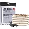 BTF-LIGHTING Striscia LED FCOB COB Super Luminosa ad Alto Lumen 3000K Bianco Caldo 1957LM/M 24V 5M 480LEDs/m CRI90+ Larghezza 10mm Dimmerabile Flessibile per Cucina Armadio Camera(Solo Striscia)