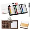 LIUYIDM Tavolozza per Dipingere 15 Griglie Travel Watercolour Set 24 Colori Mini Acquerelli, Portatile, con Album da Disegno su Carta per Acquerelli, Clip e Penna per Acquerelli