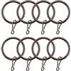 GIRASOLE HOME Anelli per Aste da Tenda in Ferro con Ganci Diametro 40/32mm Sezione 4mm 8 Pezzi (Nichel Nero)