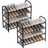 CNKHDZ Scarpiera stretta estraibile salvaspazio espandibile da 45 a 83 cm Armadio per scarpe nero Scarpiera per ingresso, corridoio, ingresso esterno (Nero, 2 pezzi/4 ripiani)