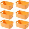 EURXLQ Cestini Portaoggetti Plastica Scatole Organizer con Manici,Contenitori per Armadio,Contenitore Plastica,Organizer Portaoggetti per Cucina Bagno Cosmetici (Giallo, 25×17×10cm/6 Pack)