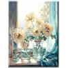 Yiminu.DS Diamond Painting Kit Completo 1 Pezzi, Diamanti Painting Kit 5D Adulti, Pittura Diamante Quadri Con Perline, 30CM X 40CM, fiori paesaggio fiori bianchi