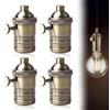 WIYETY Porta-lampada in alluminio vintage, 4 pezzi, 220 V, E27, bronzo, interruttore girevole, adattatore soffitto, LED, decorazione retrò