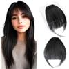 MY-LADY Frangia a Clip Capelli Veri 3g, Air Bangs Naturali Frangetta Finta, 100% Frangia Frontale Extension Posticci per Capelli Umani Donna per Incontri Feste e Uso (#01 Nero)