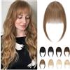 MY-LADY Frangia a Clip Capelli Veri 9g, Frangia Liscia con Tempie, Frangetta Finta Capelli Umani, Marrone Chiaro Frangia Frontale Extension Posticci Per Capelli Donna (#06)