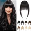 MY-LADY Frangia a Clip Capelli Veri 9g, Frangia Liscia con Tempie, Frangetta Finta Capelli Umani, Nero Naturale Frangia Frontale Extension Posticci Per Capelli Donna (#1B)