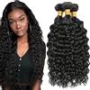 Hxxcoup 24 26 28 Pollici Human Hair Extensions Tissage Capelli Umani Water Wave Human Hair Bundles Double Weft 1B Natural Black Unprocessed Real Virgin Hair Minimal Tangle 3 Bundle Total 300g