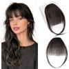 MY-LADY Frangia a Clip Capelli Veri 3g, Air Bangs Naturali Frangetta Finta, 100% Frangia Frontale Extension Posticci per Capelli Umani Donna per Incontri Feste e Uso (#1B Nero Naturale)