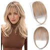 MY-LADY Frangia a Clip Capelli Veri 3g, Air Bangs Naturali Frangetta Finta, 100% Frangia Frontale Extension Posticci per Capelli Umani Donna per Incontri Feste e Uso (#06 Marrone Chiaro)