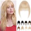 MY-LADY Frangia a Clip Capelli Veri 9g, Frangia Liscia con Tempie, Frangetta Finta Capelli Umani, Biondo Naturale Frangia Frontale Extension Posticci Per Capelli Donna (#24)