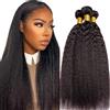Hxxcoup 28 30 32 Pollici Human Hair Extensions Tissage Capelli Umani Yaki Straight Human Hair Bundles Double Weft 1B Natural Black Unprocessed Real Virgin Hair Minimal Tangle 3 Bundle Total 300g