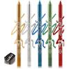 Lestpola Set di 5 eyeliner in gel colorato, oro, argento, blu, verde, rosso, glitterato e matte, impermeabile, durevole, resistente alle sbavature, con temperamatite, matita per ombretto altamente pigmentata
