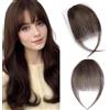 MY-LADY Frangia a Clip Capelli Veri 3g, Air Bangs Naturali Frangetta Finta, 100% Frangia Frontale Extension Posticci per Capelli Umani Donna per Incontri Feste e Uso (#02 Marrone Scuro)