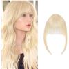 MY-LADY Frangia a Clip Capelli Veri 9g, Frangia Liscia con Tempie, Frangetta Finta Capelli Umani, Biondo Platino Frangia Frontale Extension Posticci Per Capelli Donna (#60)