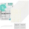 YOMKILU 400 Pezzi Cerotti Brufoli, Pimple Patch Brufoli, Rotondo Invisibili Idrocolloide Acne Pimple, 2-In-1 Cerotti Per Brufoli Viso con 10 Tamponi Imbevuti di Alcol e Pinzette