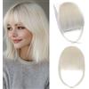 MY-LADY Frangia a Clip Capelli Veri 3g, Air Bangs Naturali Frangetta Finta, 100% Frangia Frontale Extension Posticci per Capelli Umani Donna per Incontri Feste e Uso (#60 Biondo Platino)